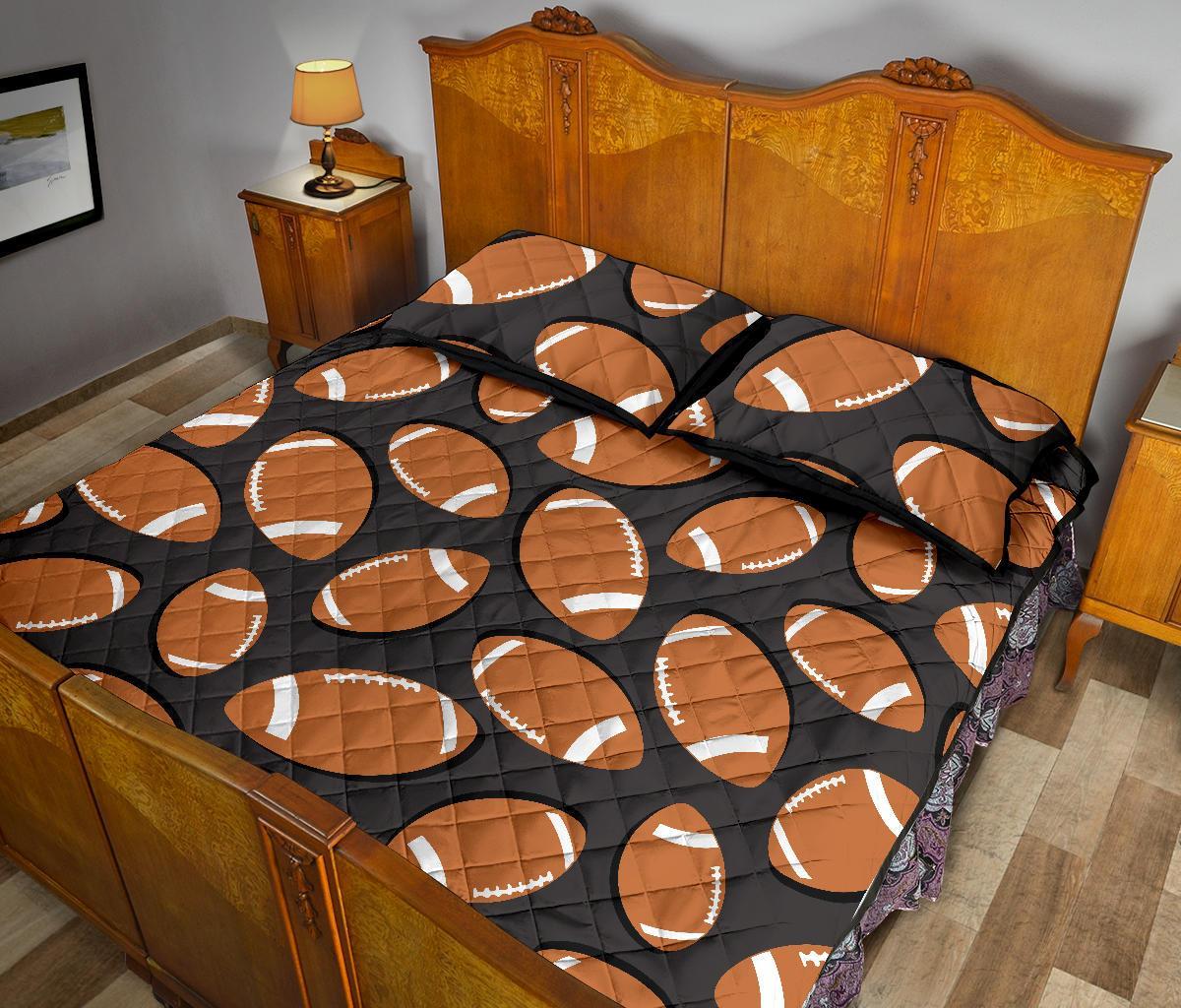 Rugby Ball American Football Print Pattern Bed Set Quilt-grizzshop