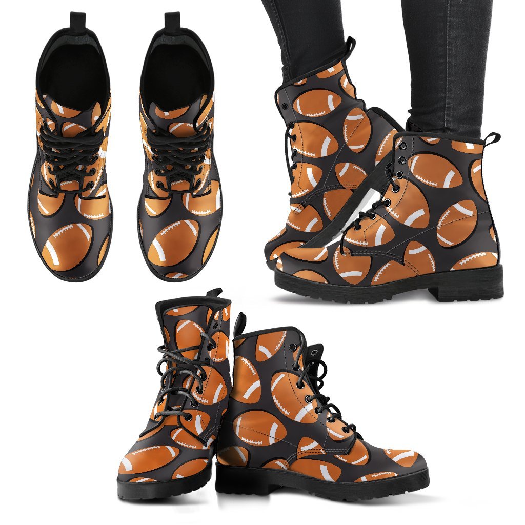 Rugby Ball American Football Print Pattern Men Women Leather Boots-grizzshop