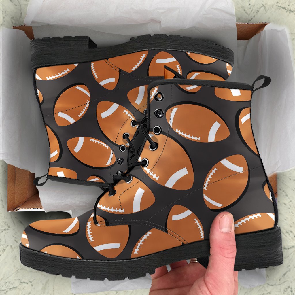 Rugby Ball American Football Print Pattern Men Women Leather Boots-grizzshop