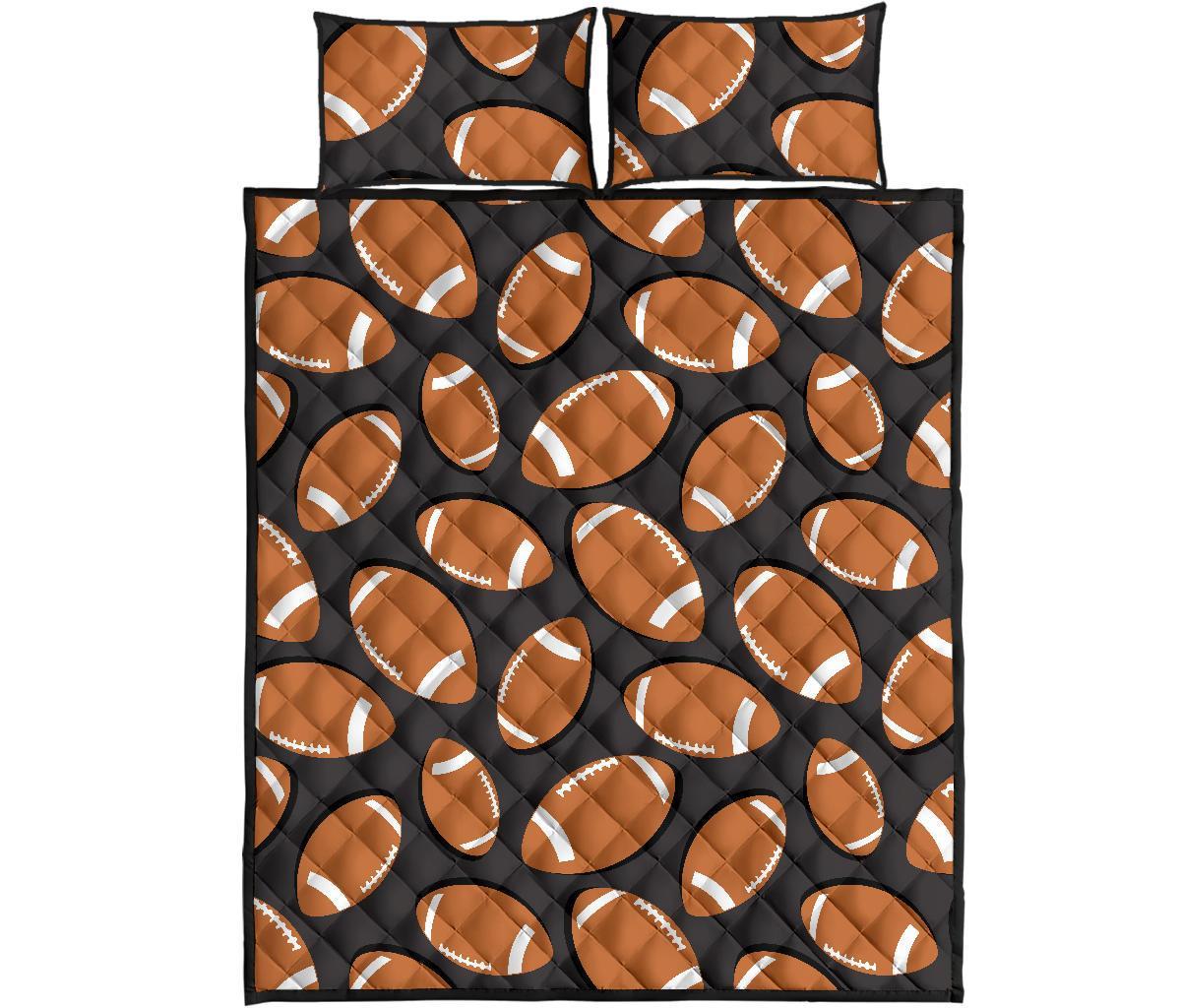 Rugby Ball American Football Print Pattern Bed Set Quilt-grizzshop