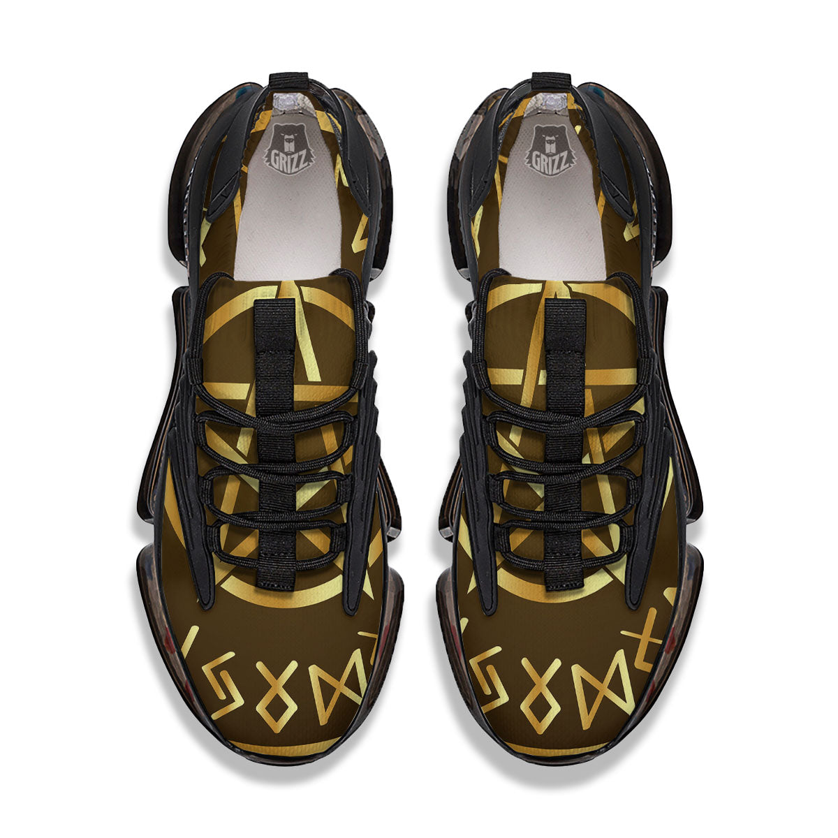 Runes Pentagram Viking Nordic Print Black Gym Shoes-grizzshop