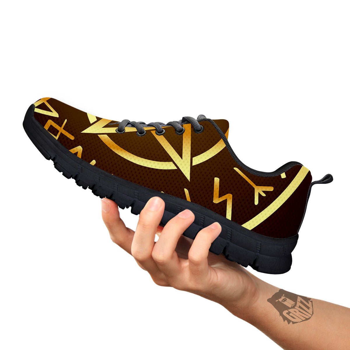 Runes Pentagram Viking Nordic Print Black Sneaker-grizzshop
