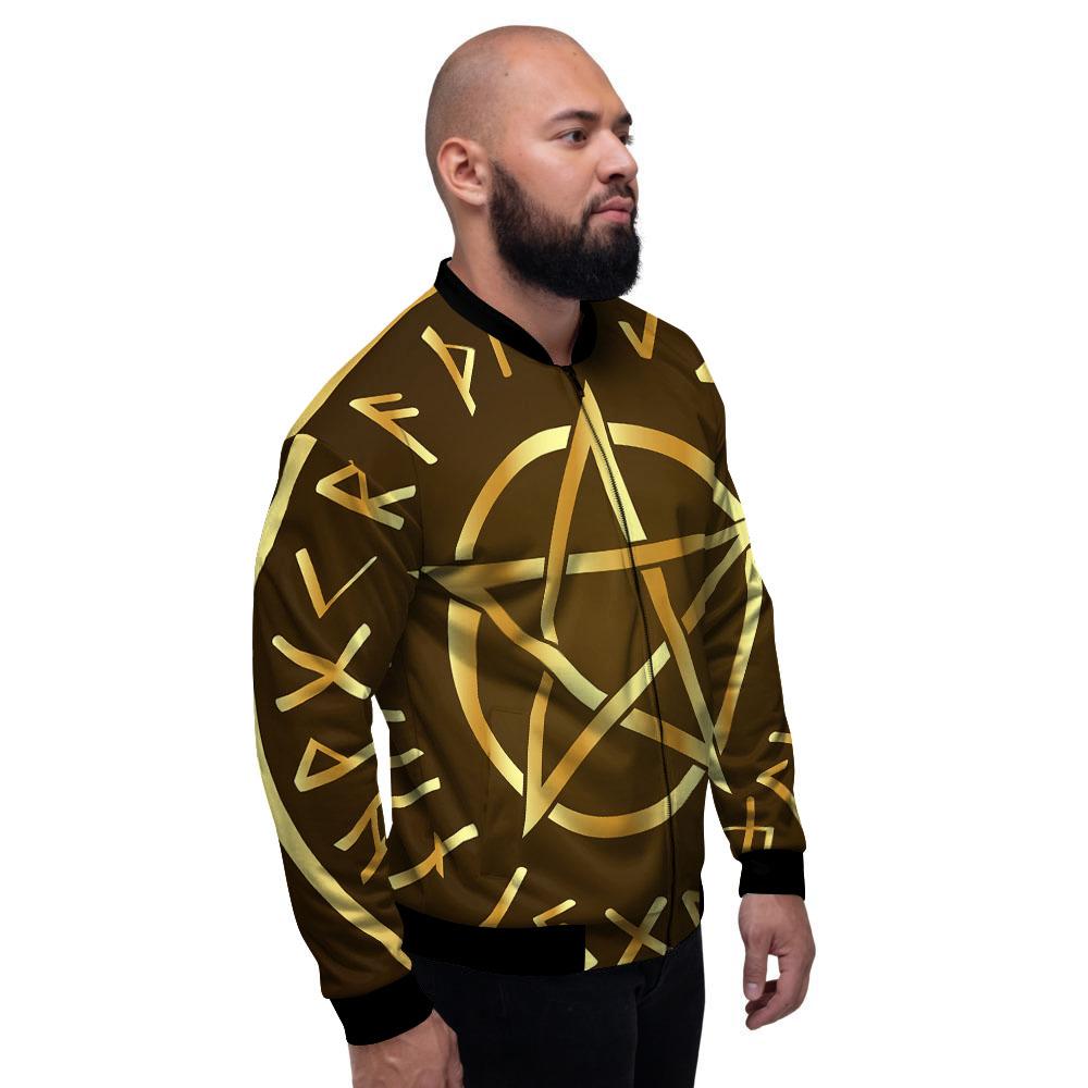 Runes Pentagram Viking Nordic Print Men's Bomber Jacket-grizzshop