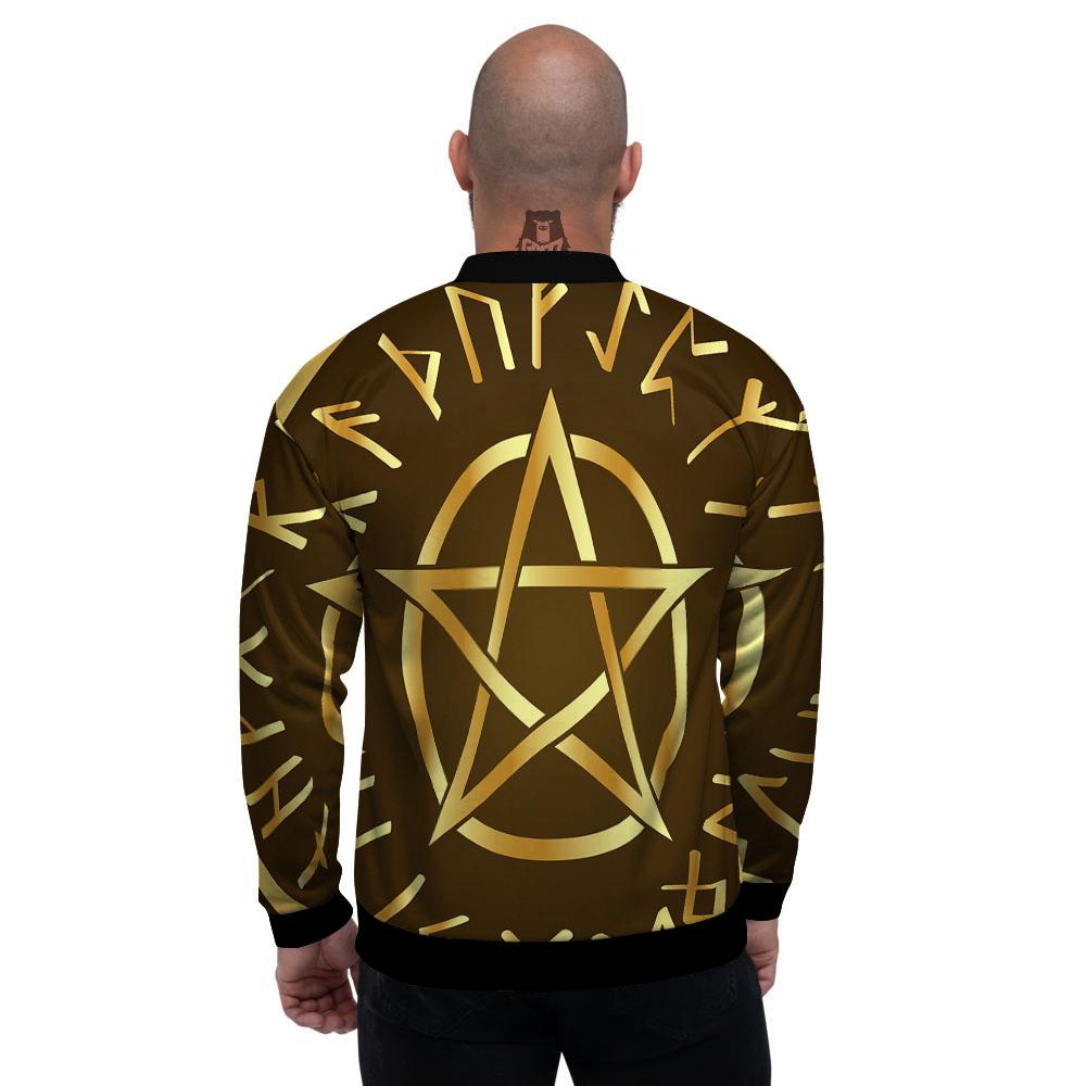 Runes Pentagram Viking Nordic Print Men's Bomber Jacket-grizzshop
