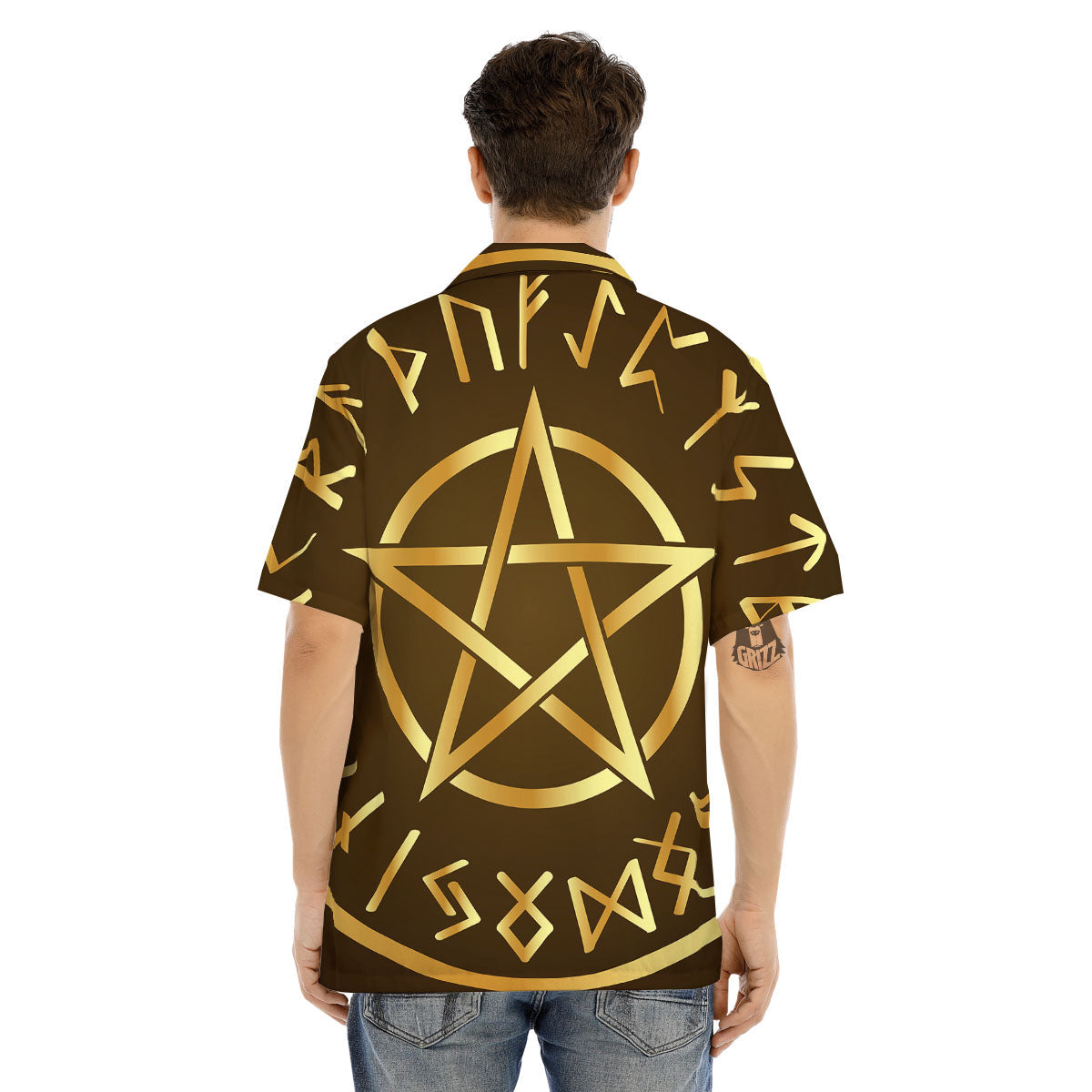 Runes Pentagram Viking Nordic Print Men's Hawaiian Shirt-grizzshop
