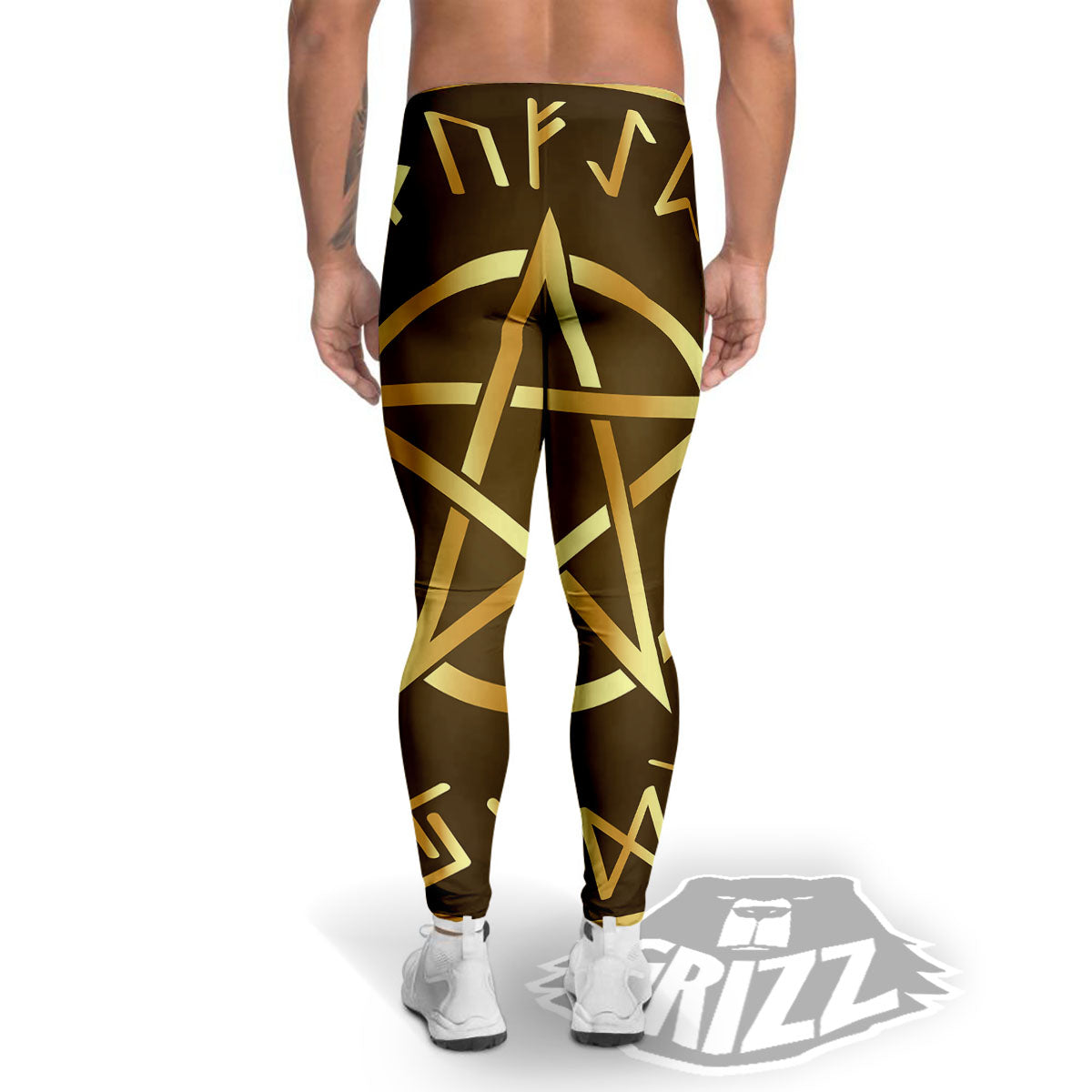 Runes Pentagram Viking Nordic Print Men's Leggings-grizzshop