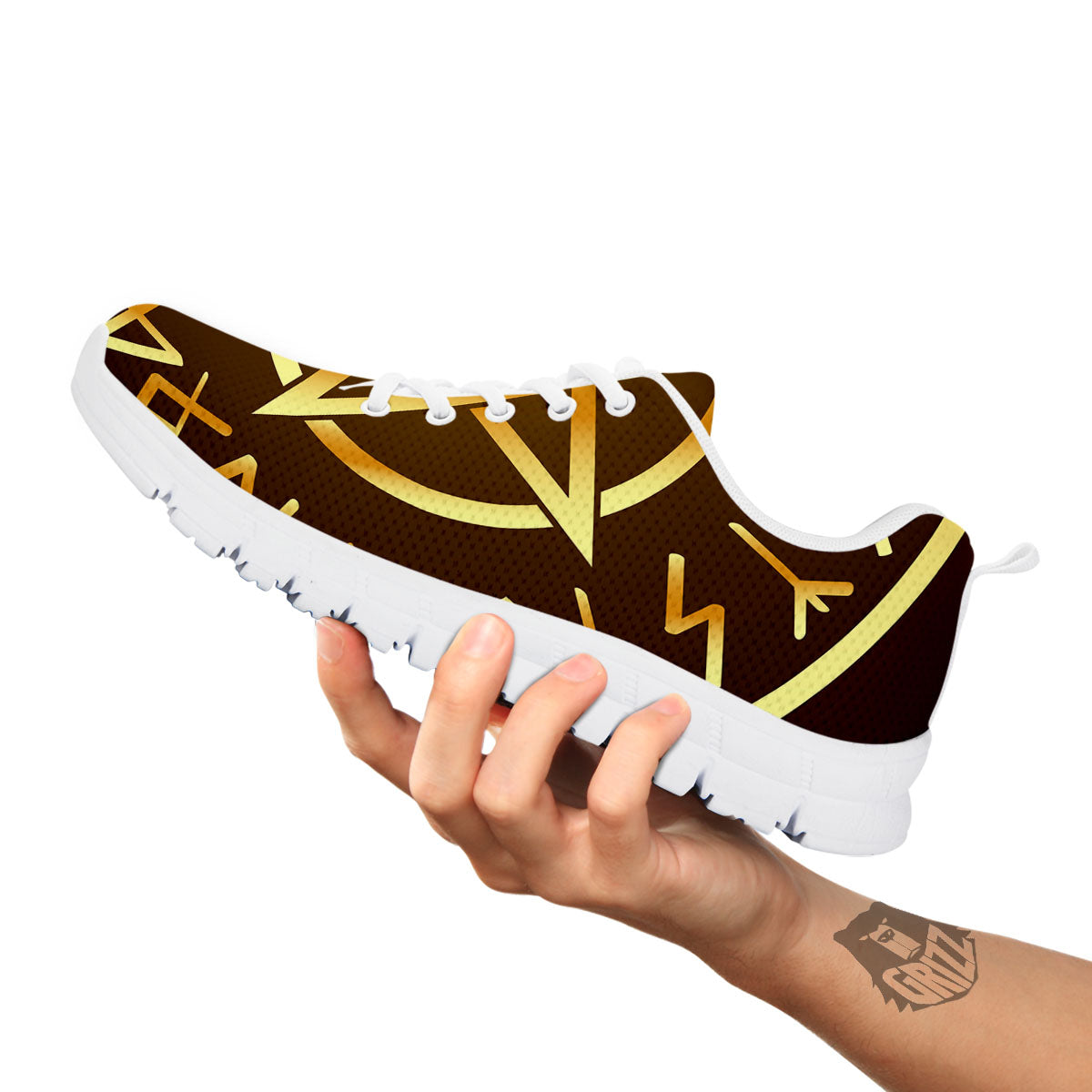 Runes Pentagram Viking Nordic Print White Sneaker-grizzshop