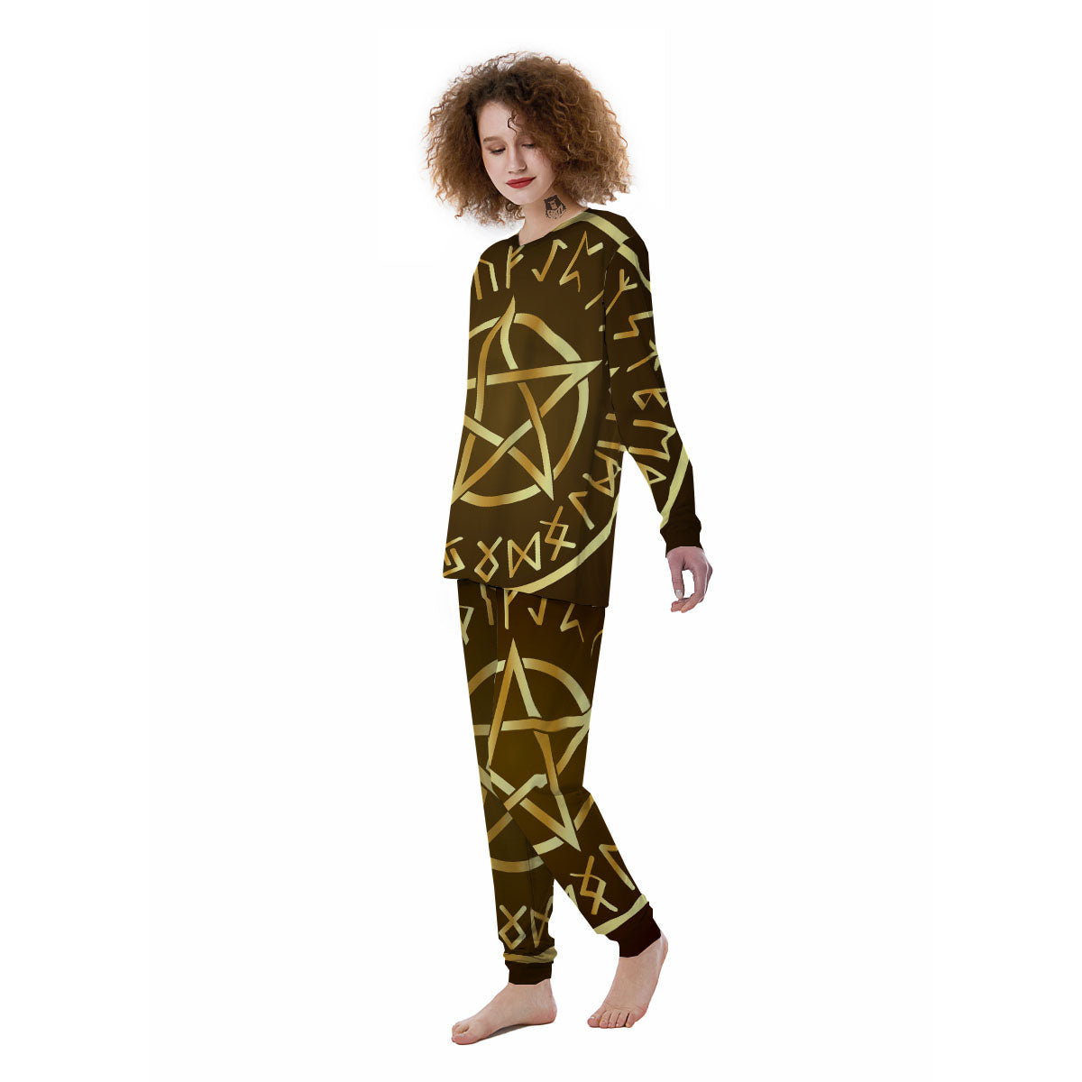 Runes Pentagram Viking Nordic Print Women's Pajamas-grizzshop