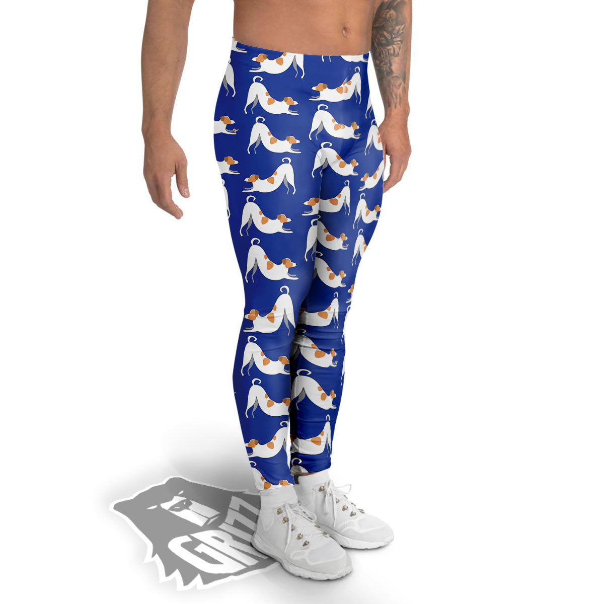 Russell Terrier Blue Jack Print Pattern Men's Leggings-grizzshop