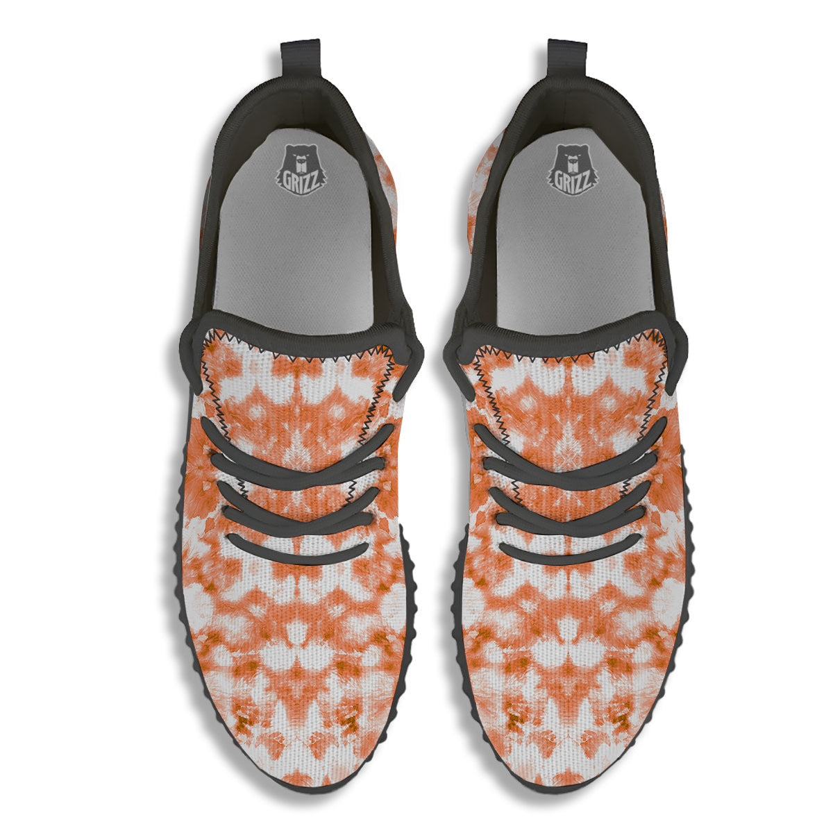 Rusty Tie Dye Orange Watercolor Print Black Walking Shoes-grizzshop