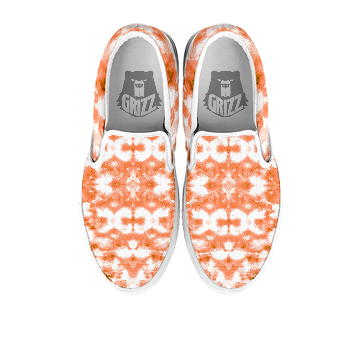 Rusty Tie Dye Orange Watercolor Print White Slip On Shoes-grizzshop