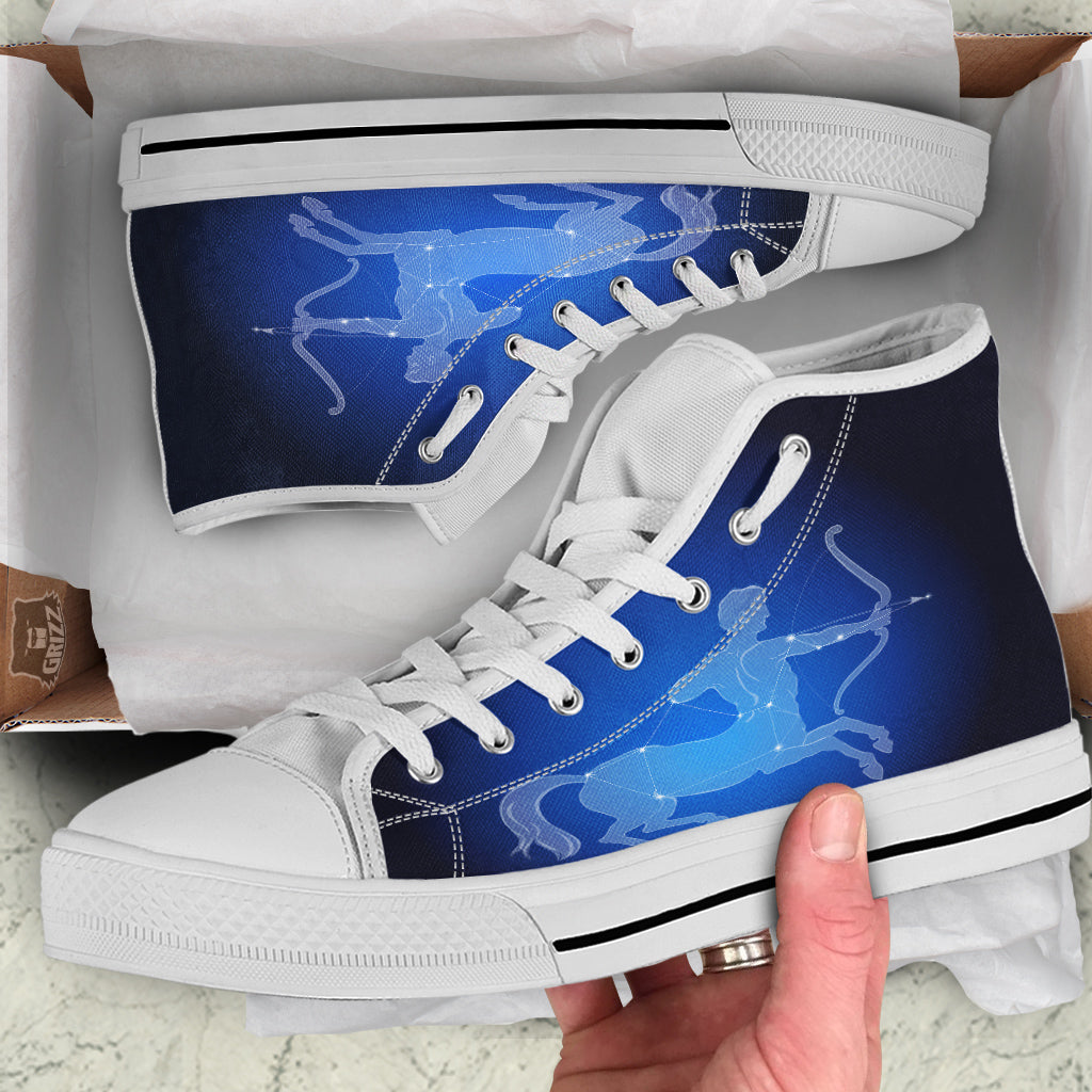 Sagittarius Constellation Print White High Top Shoes-grizzshop