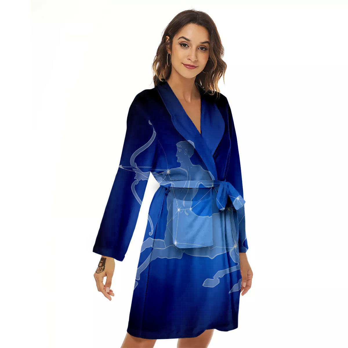 Sagittarius Constellation Print Women's Robe-grizzshop