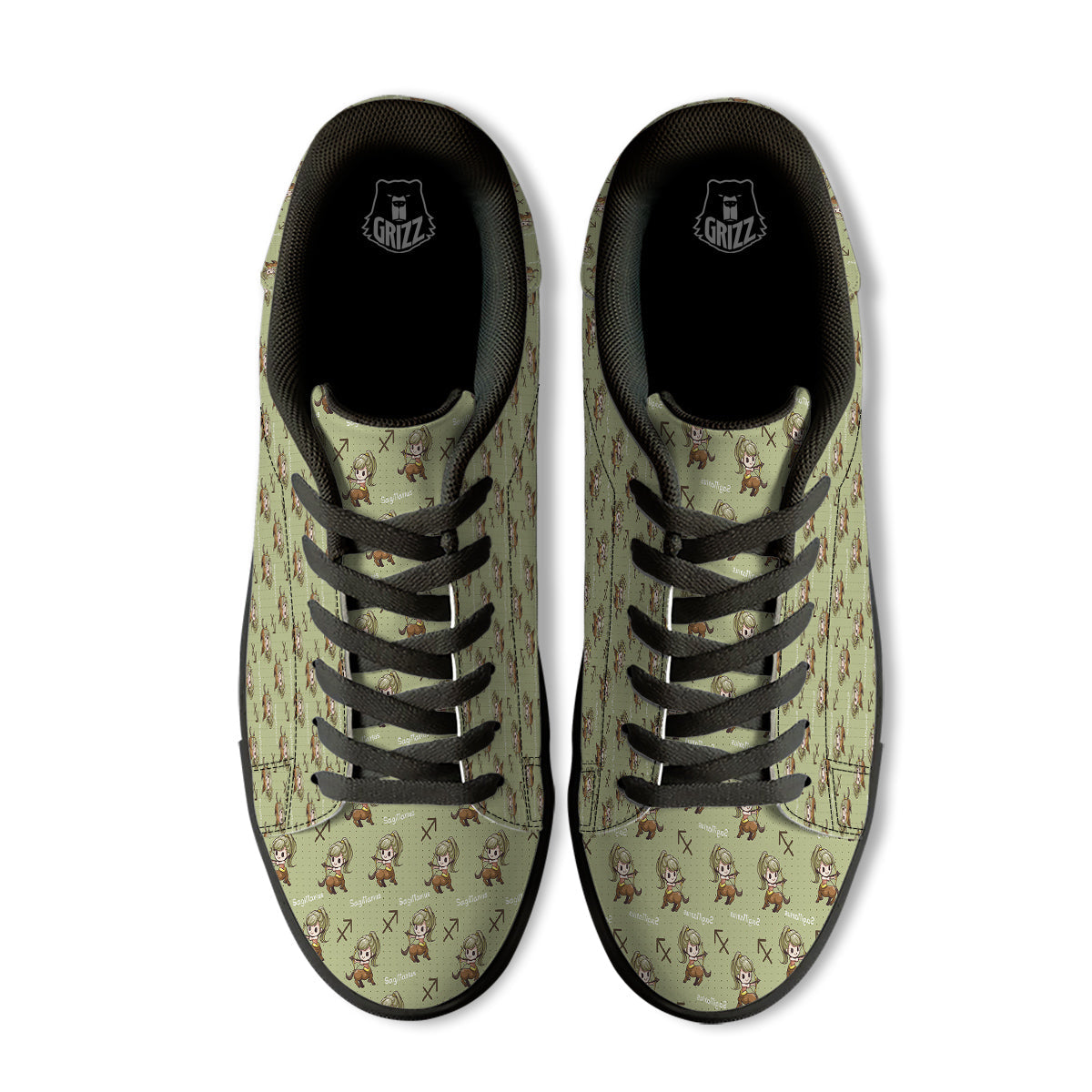 Sagittarius Cute Cartoon Print Pattern Black Low Top Sneakers-grizzshop