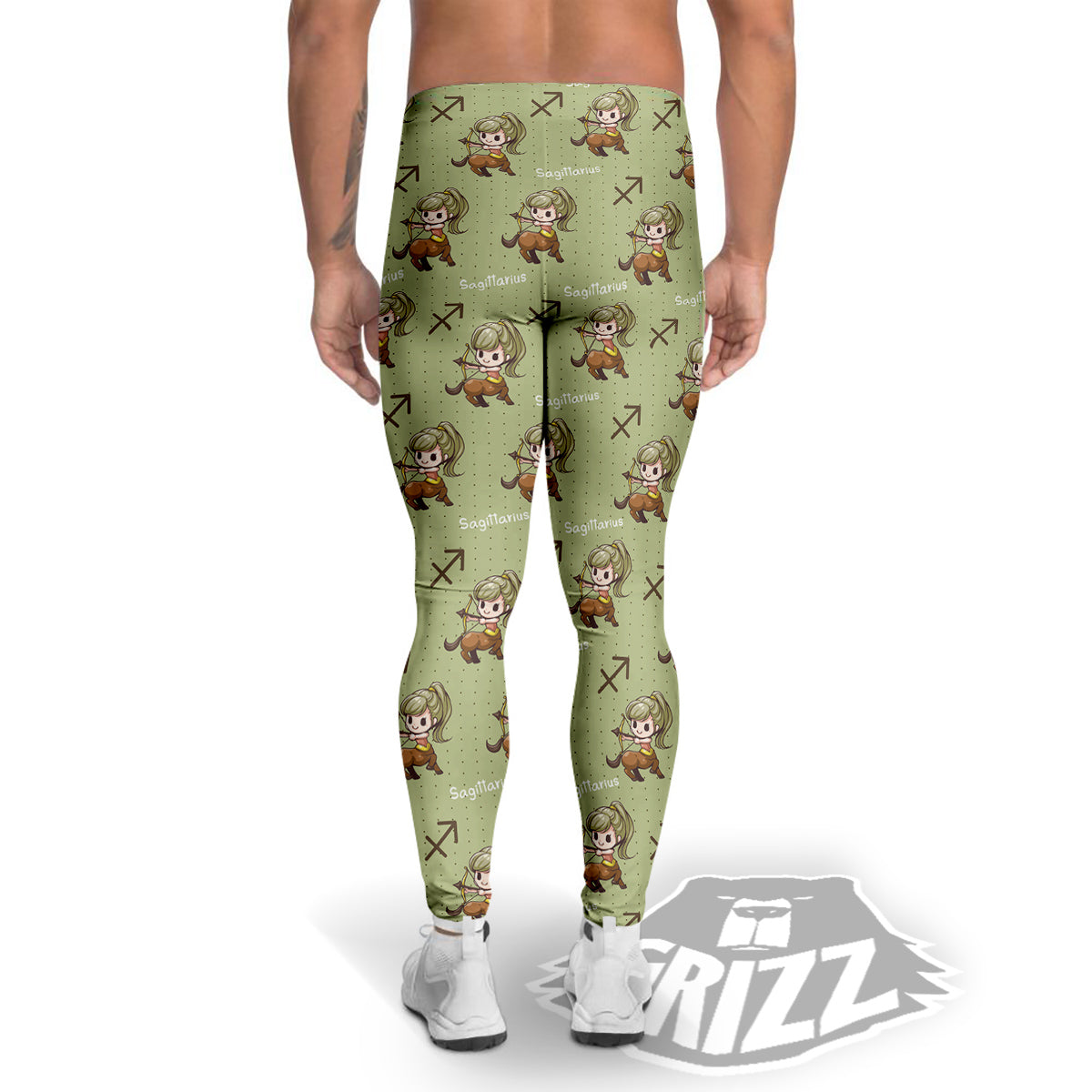 Sagittarius Cute Cartoon Print Pattern Men's Leggings-grizzshop