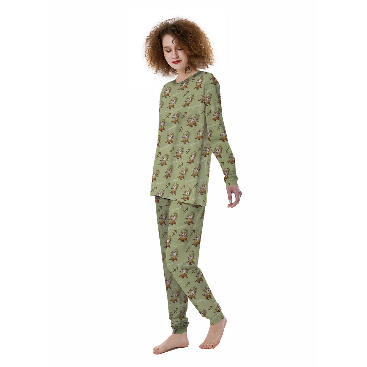 Sagittarius Cute Cartoon Print Pattern Women's Pajamas-grizzshop
