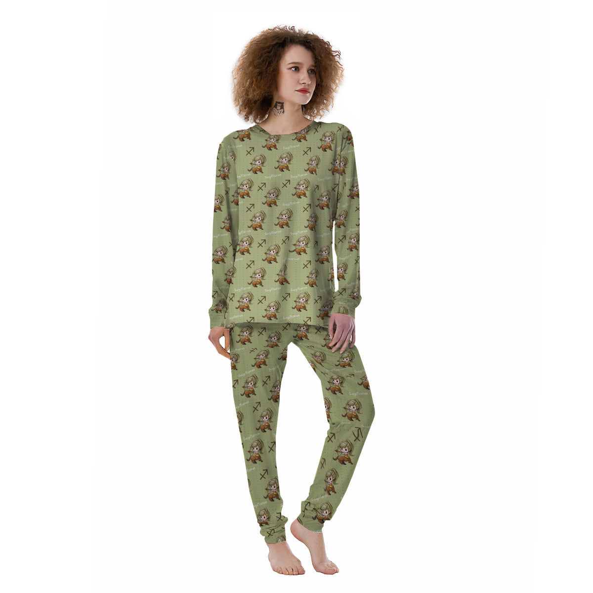 Sagittarius Cute Cartoon Print Pattern Women's Pajamas-grizzshop