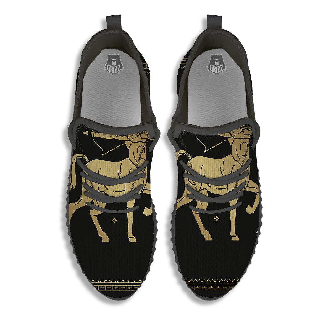 Sagittarius Sign Astrological Print Black Walking Shoes-grizzshop