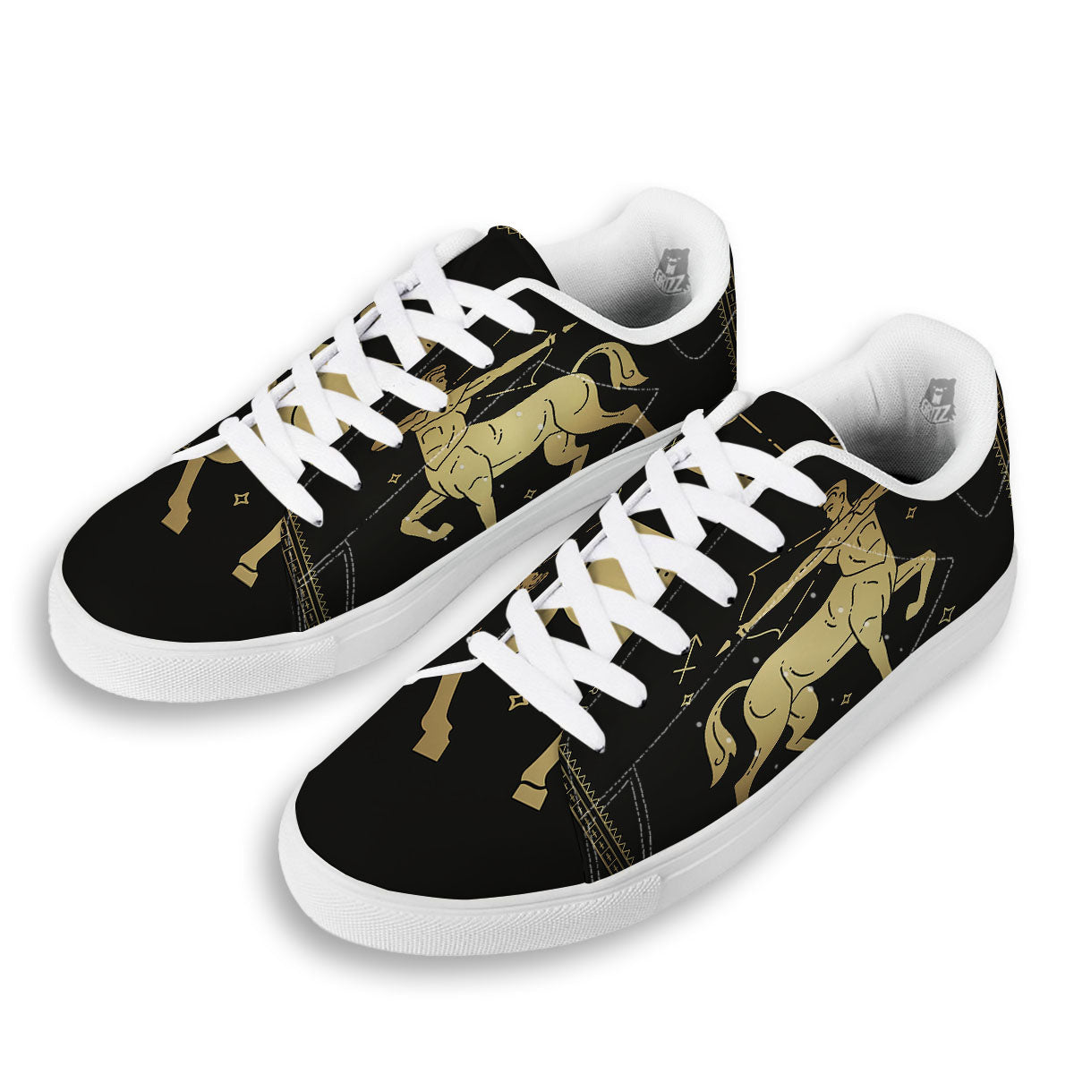 Sagittarius Sign Astrological Print White Low Top Sneakers-grizzshop