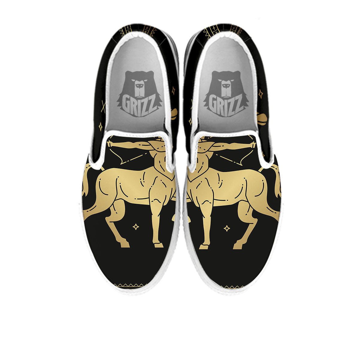 Sagittarius Sign Astrological Print White Slip On Shoes-grizzshop