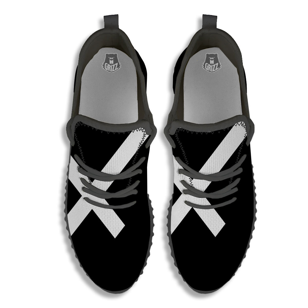 Sagittarius Sign White And Black Print Black Walking Shoes-grizzshop