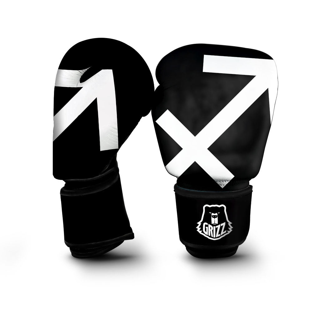 Sagittarius Sign White And Black Print Boxing Gloves-grizzshop