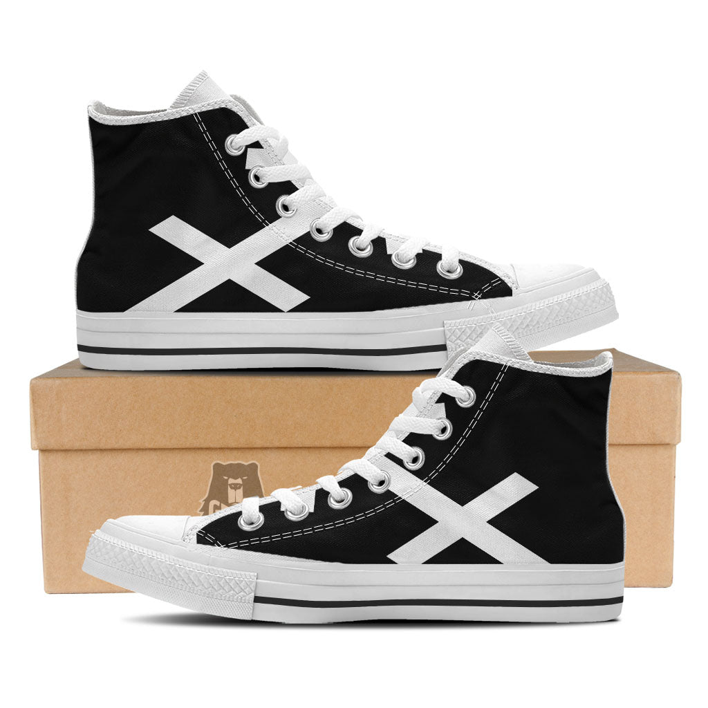 Sagittarius Sign White And Black Print White High Top Shoes-grizzshop