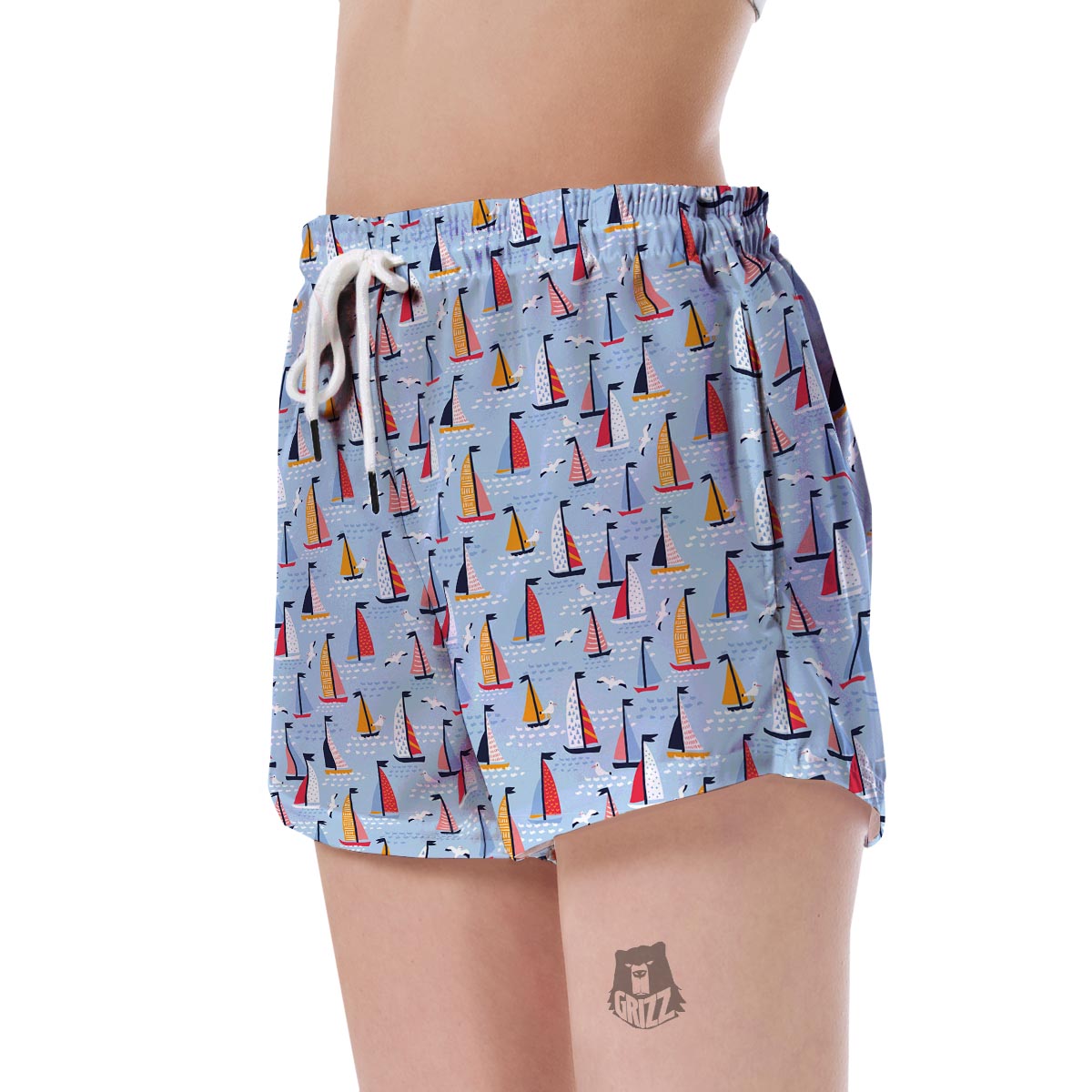 Sailboat Ocean Pattern Print Women's Shorts-grizzshop
