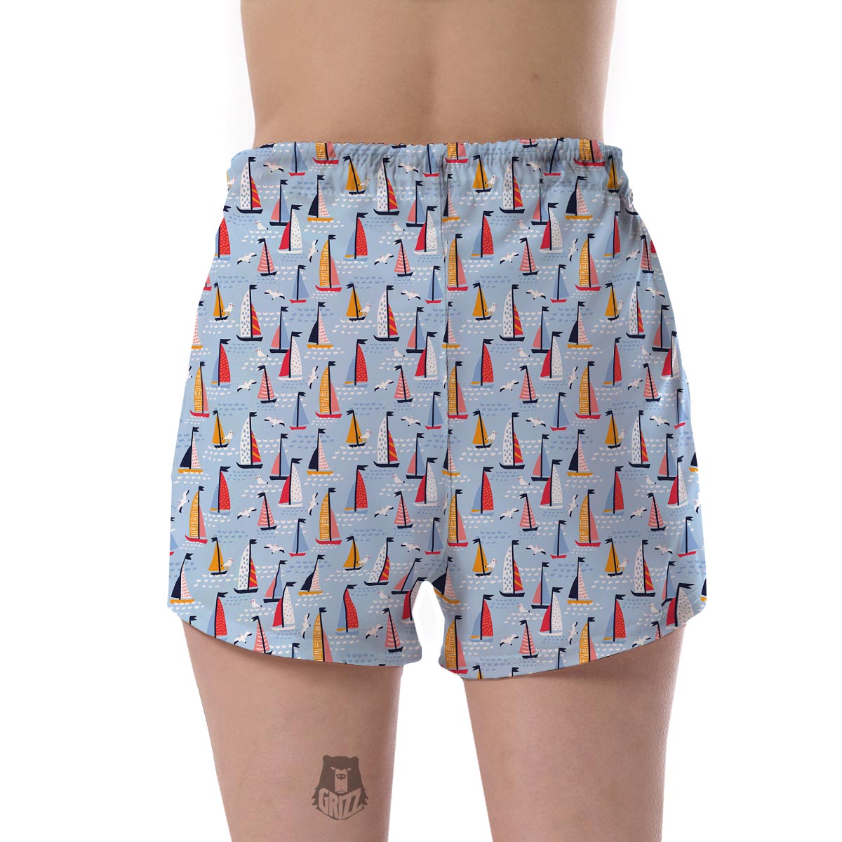 Sailboat Ocean Pattern Print Women's Shorts-grizzshop
