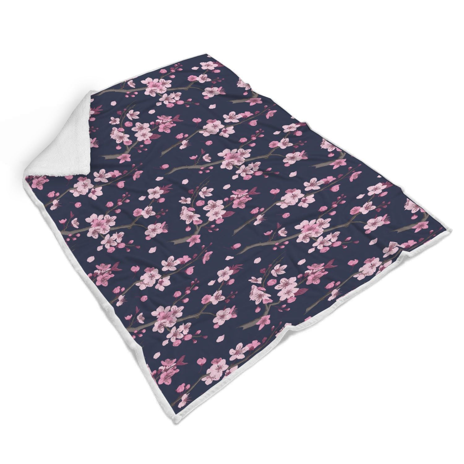 Sakura Cherry Blossom Pattern Print Throw Blanket-grizzshop