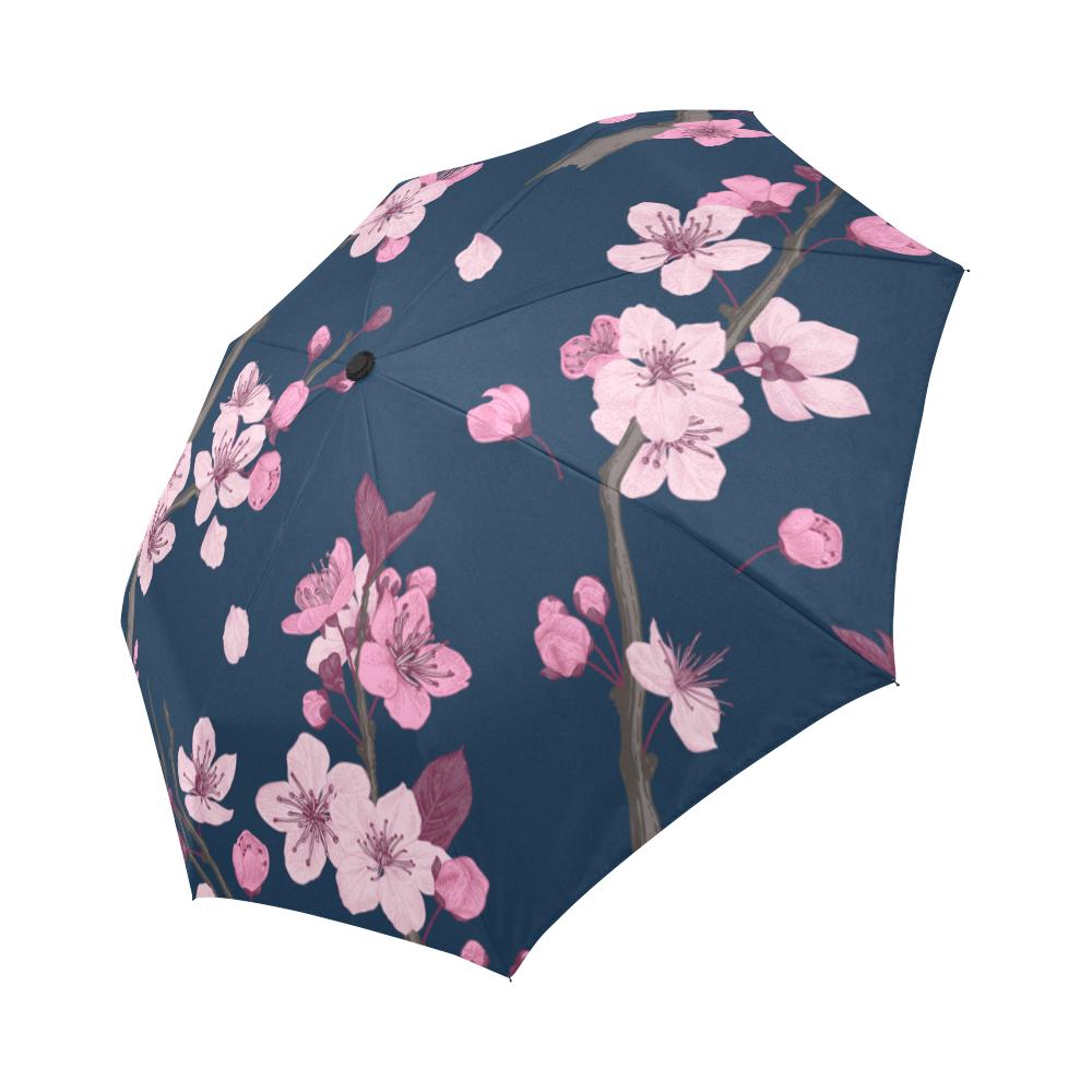 Sakura Cherry Blossom Print Automatic Foldable Umbrella-grizzshop