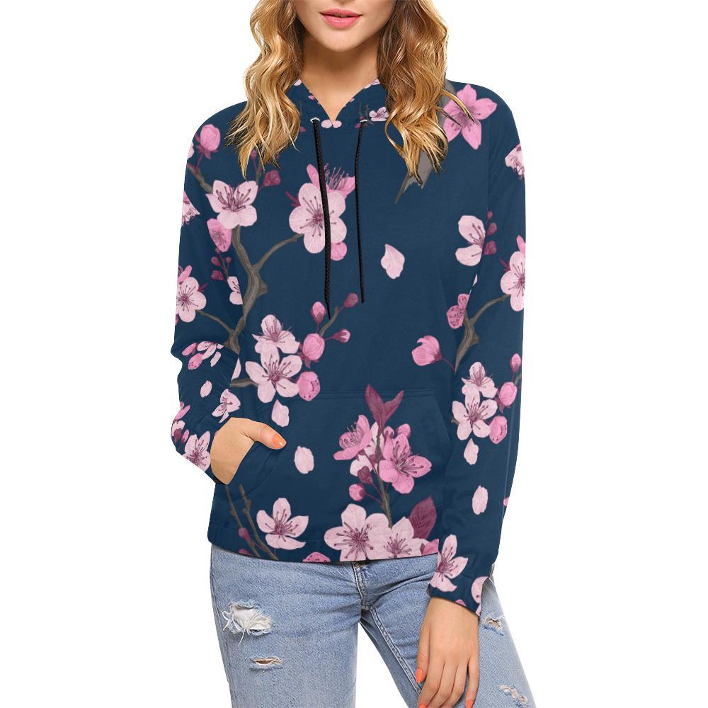 Sakura Cherry Blossom Women Pullover Hoodie -grizzshop