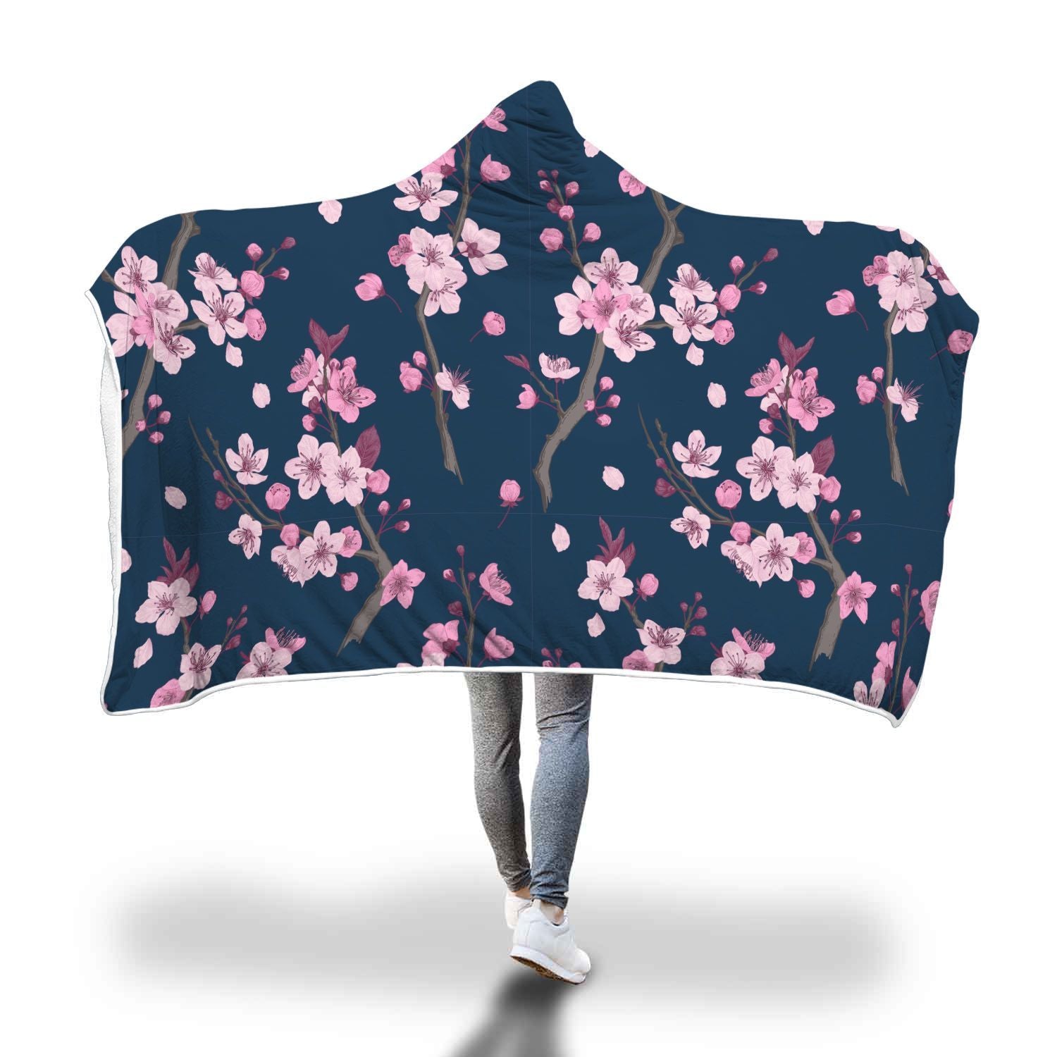 Sakura Cherry Blossom Hooded Blanket-grizzshop