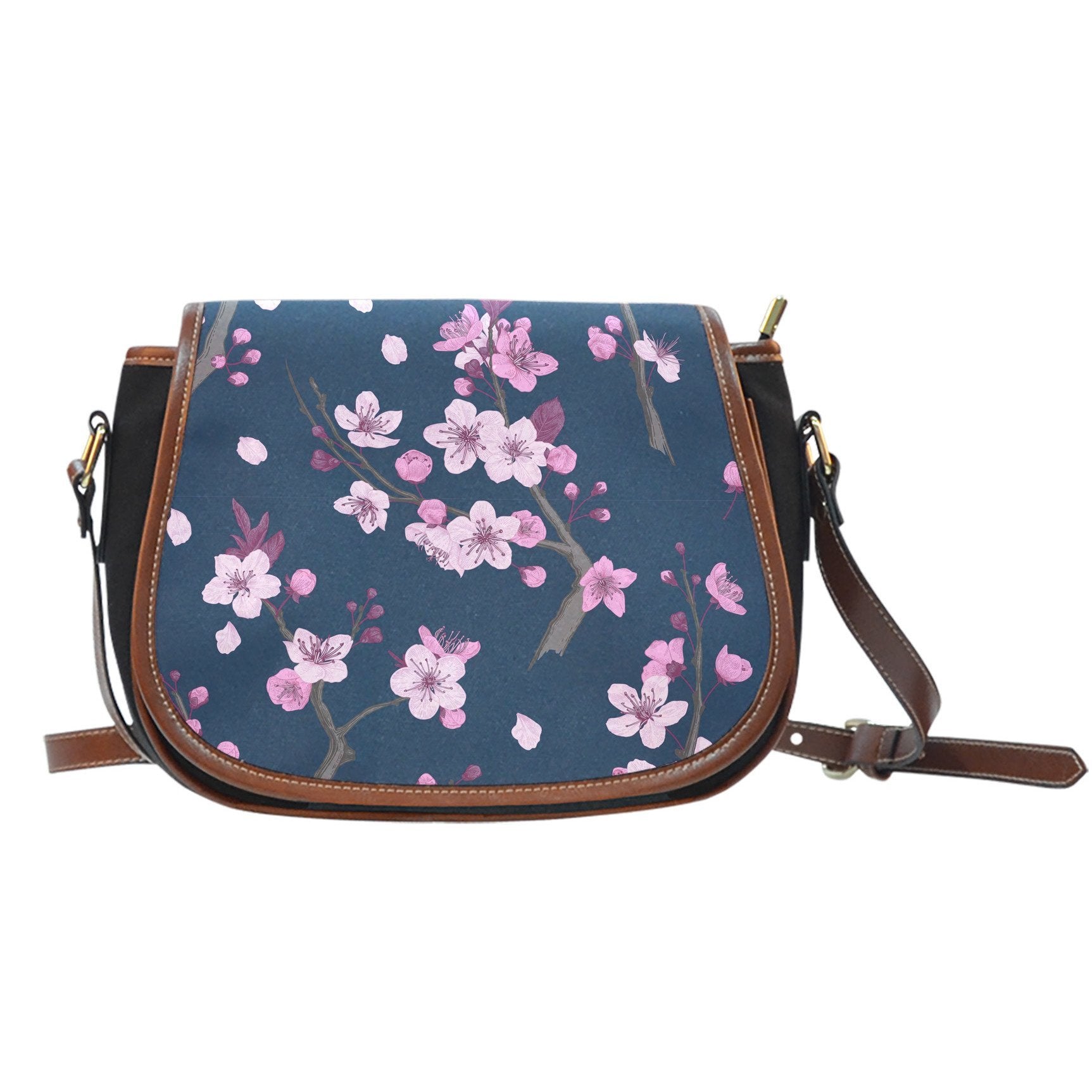 Sakura Cherry Blossom Purse Crossbody Canvas Saddle Bag-grizzshop