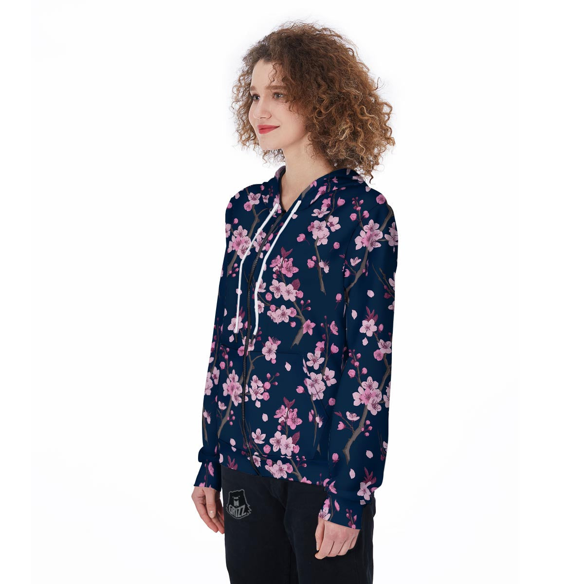 Sakura Cherry Blossom Women Zip Up Hoodie-grizzshop