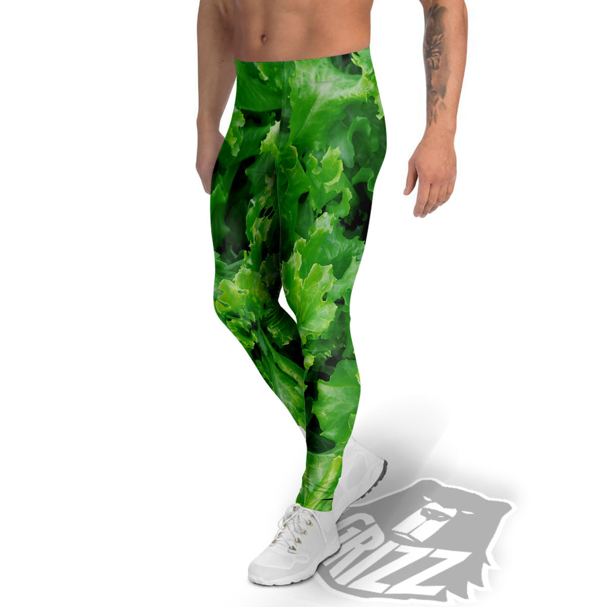 Salad Lettuce Green Print Men's Leggings-grizzshop