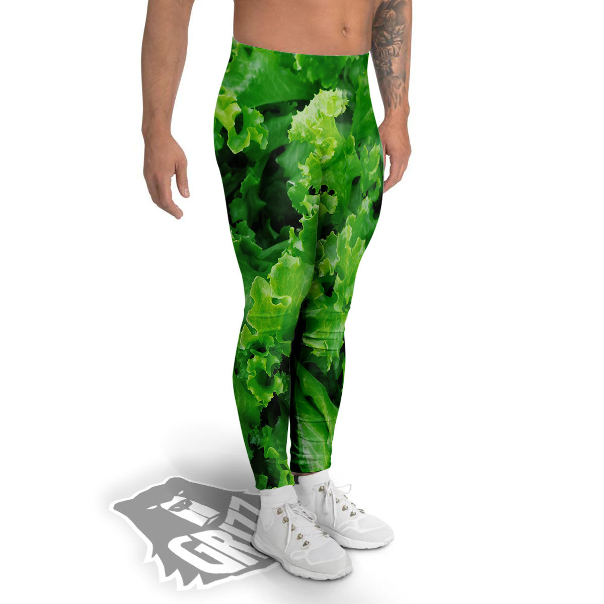 Salad Lettuce Green Print Men's Leggings-grizzshop