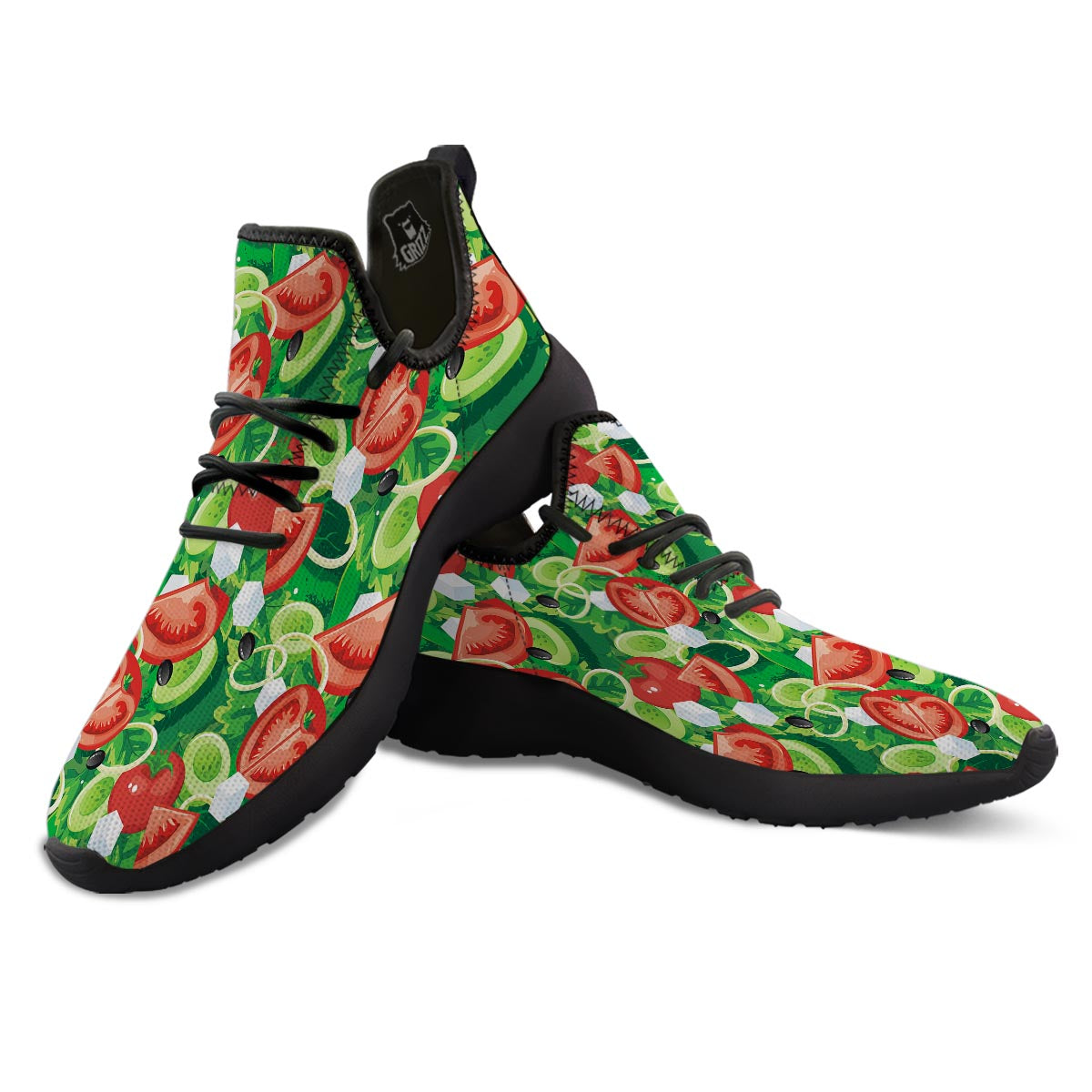 Salad Vegetable Print Pattern Black Athletic Shoes-grizzshop