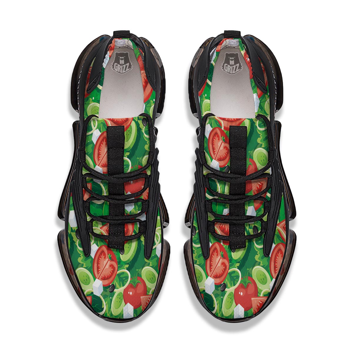 Salad Vegetable Print Pattern Black Gym Shoes-grizzshop