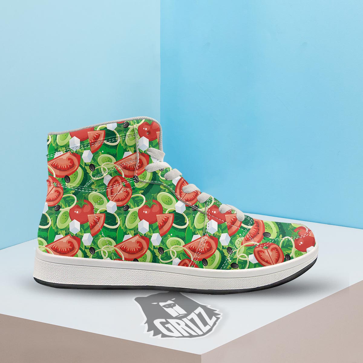 Salad Vegetable Print Pattern High Top Sneakers-grizzshop