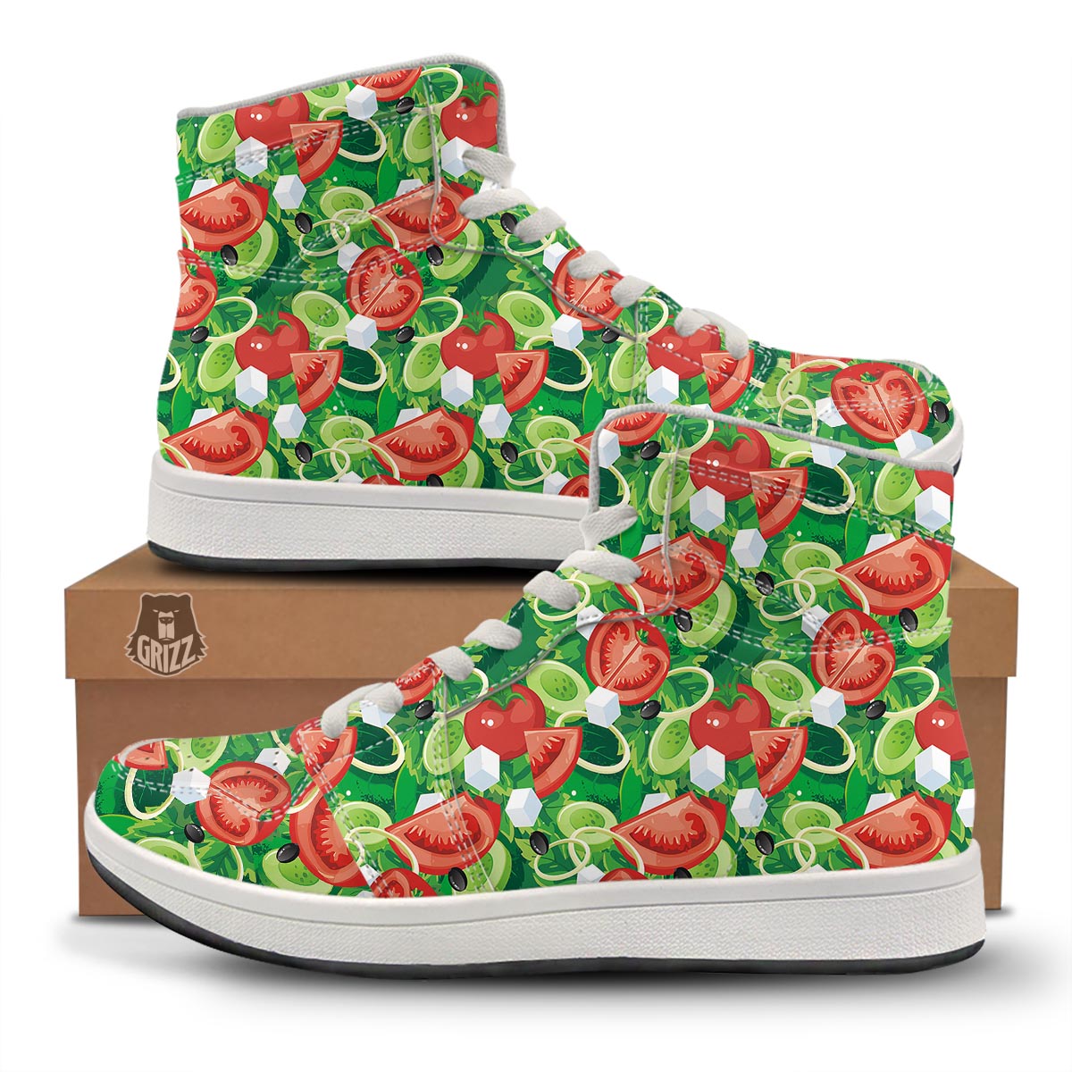 Salad Vegetable Print Pattern High Top Sneakers-grizzshop