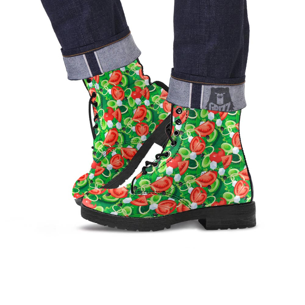 Salad Vegetable Print Pattern Leather Boots-grizzshop