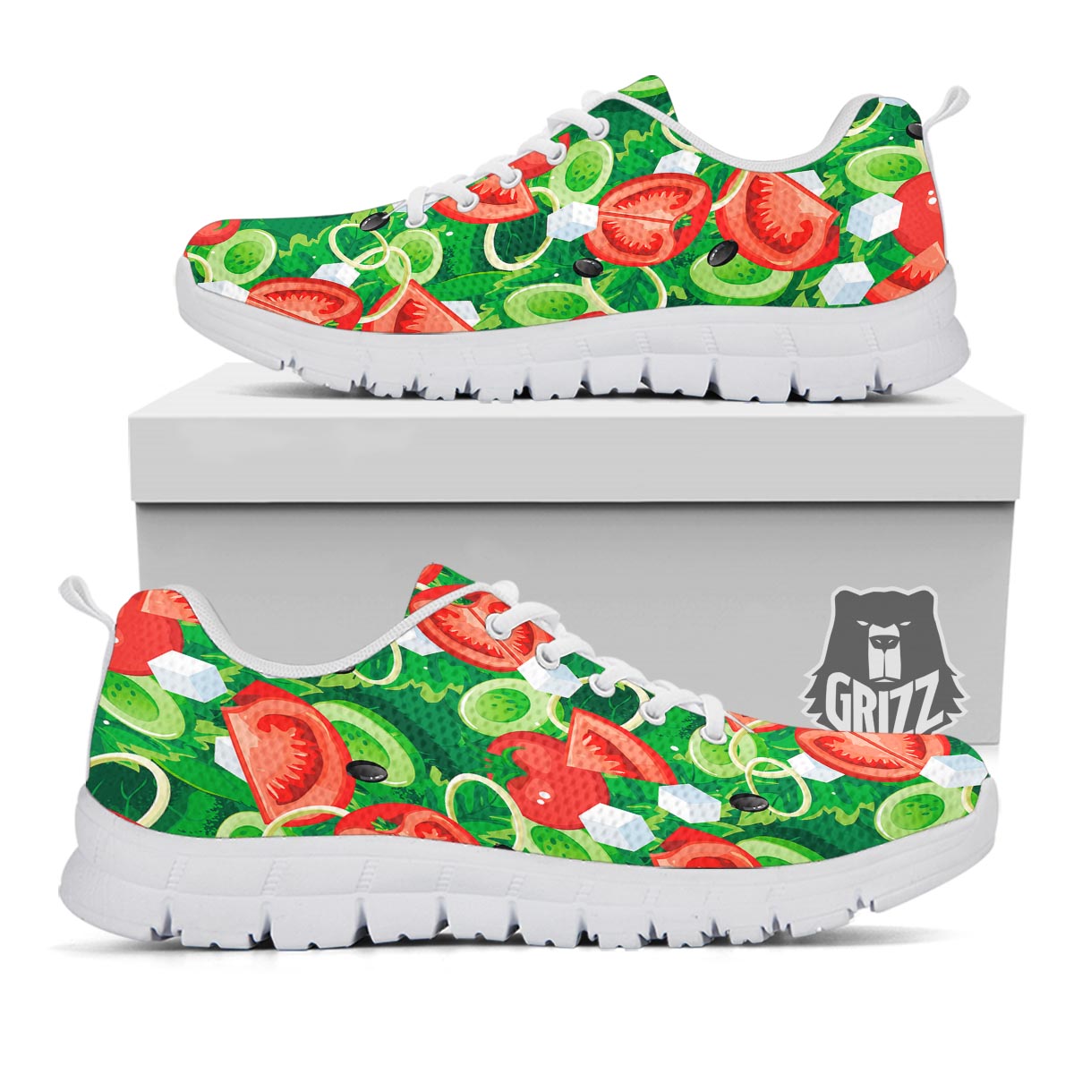 Salad Vegetable Print Pattern White Sneaker-grizzshop