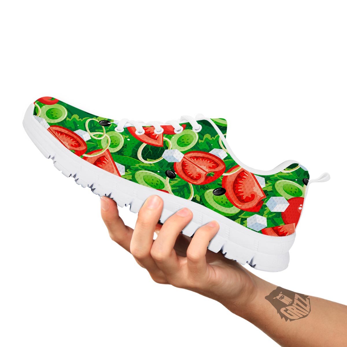 Salad Vegetable Print Pattern White Sneaker-grizzshop