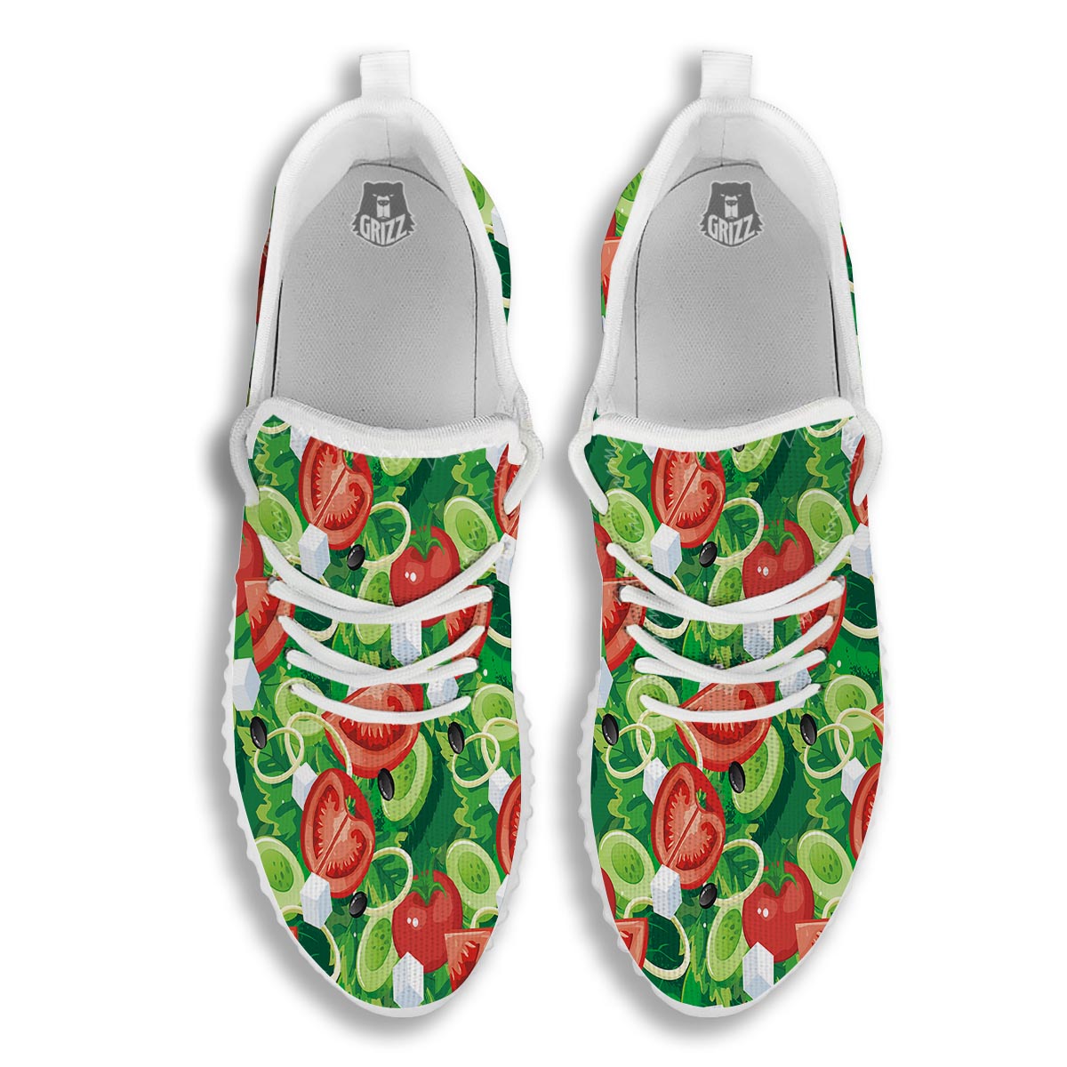 Salad Vegetable Print Pattern White Walking Shoes-grizzshop
