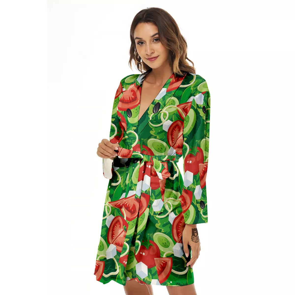Salad Vegetable Print Pattern Women's Robe-grizzshop