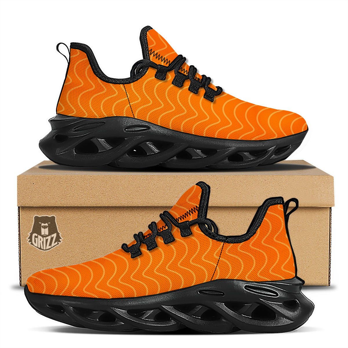Salmon Fillet Print Black Running Shoes-grizzshop