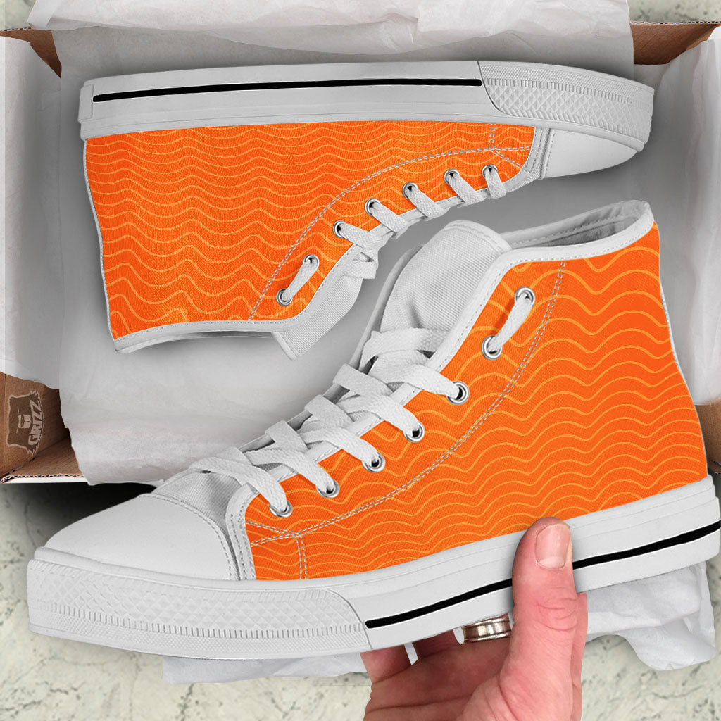 Salmon Fillet Print White High Top Shoes-grizzshop