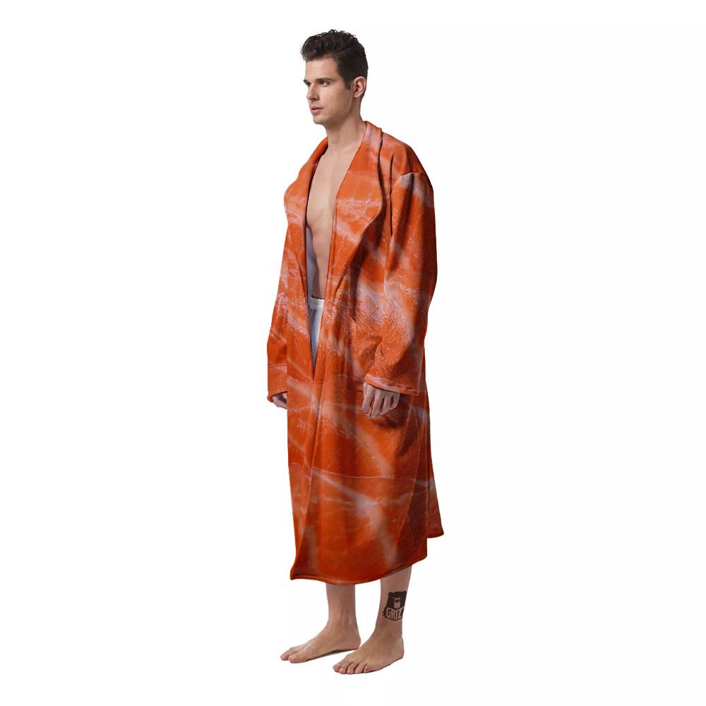 Salmon Print Men's Robe-grizzshop