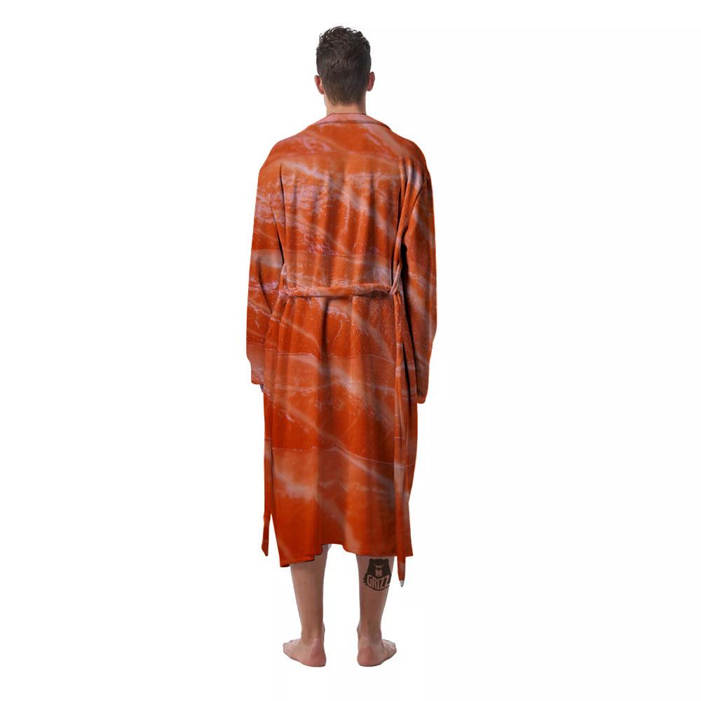 Salmon Print Men's Robe-grizzshop